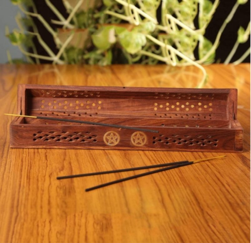 Handmade Wooden Incense Stick Holder Burner Storage Box