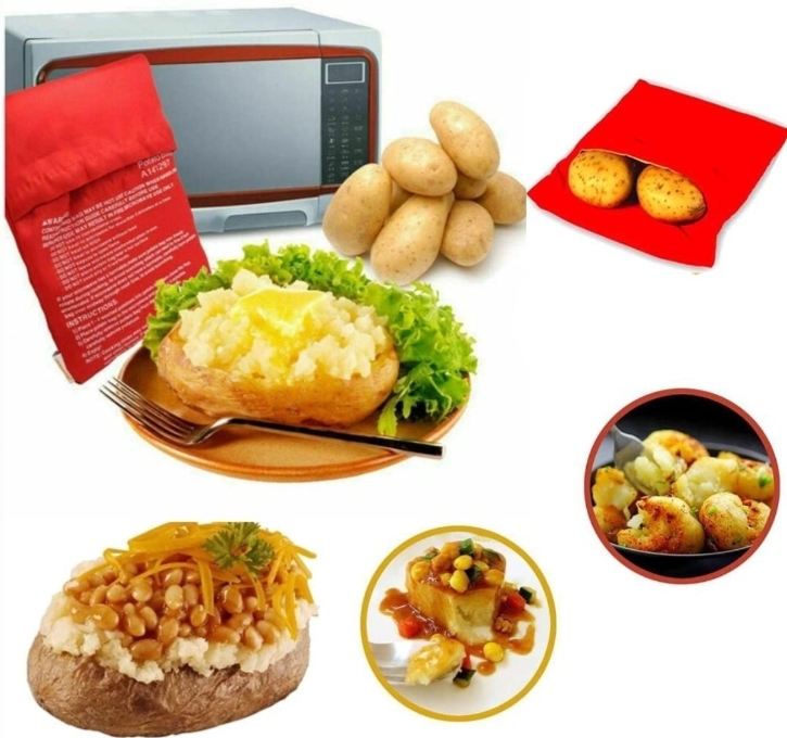 Baked Potato Microwave Bag; Multifunctional Reusable Microwave Oven Bags Set Of 2