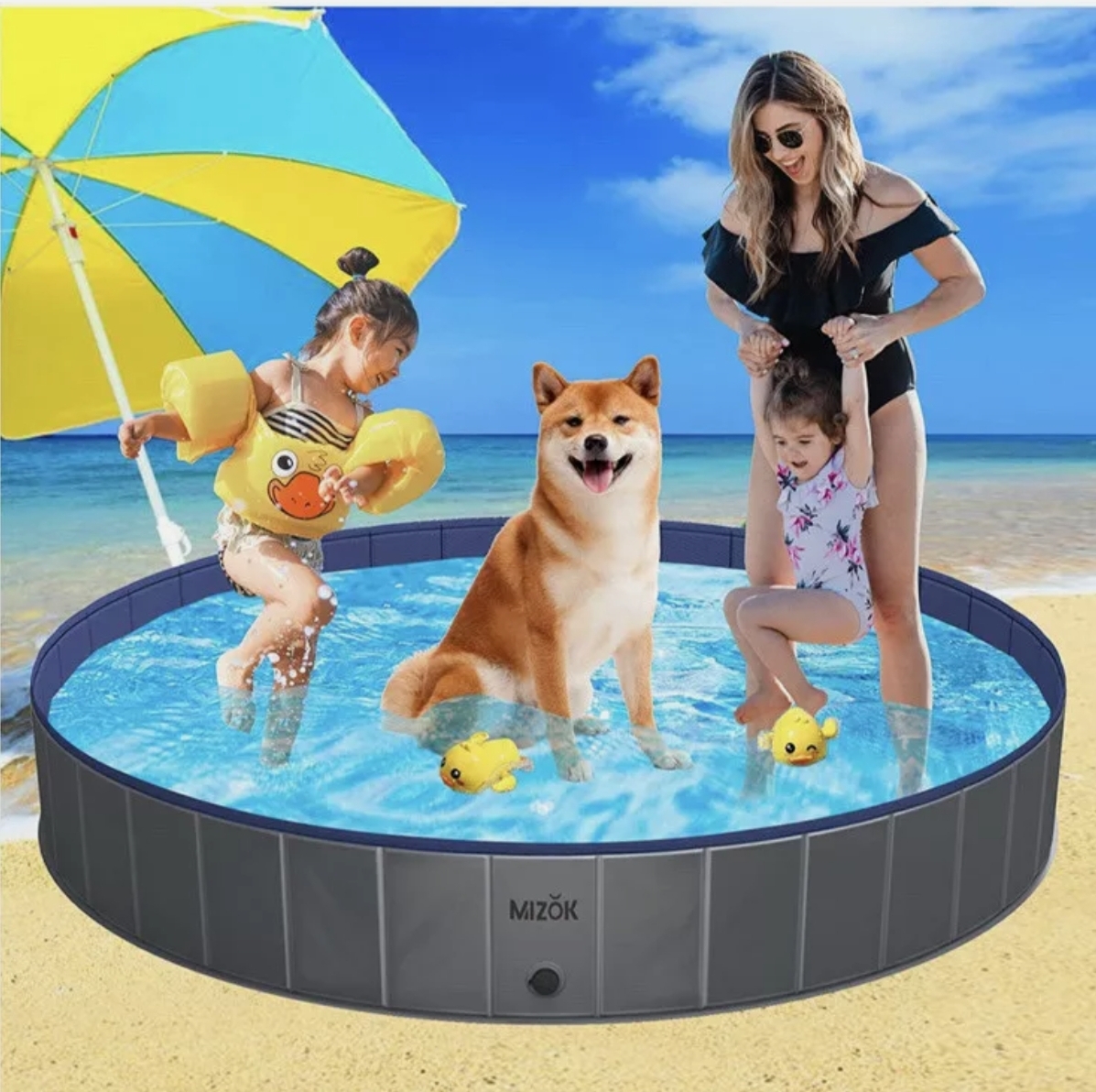 MIZOK Paddling Pool for Large Dogs and Kids.