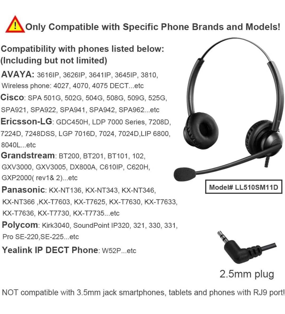 Oppetec 2.5mm Telephone Headset with Noise Cancelling Microphone