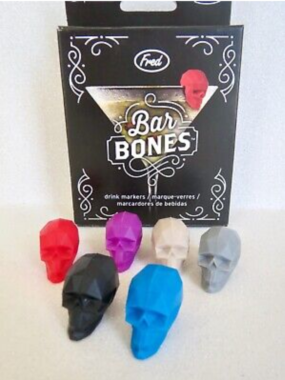 Fred BAR BONES 6 Skull Drink Decorations. The perfect addition for fun parties!