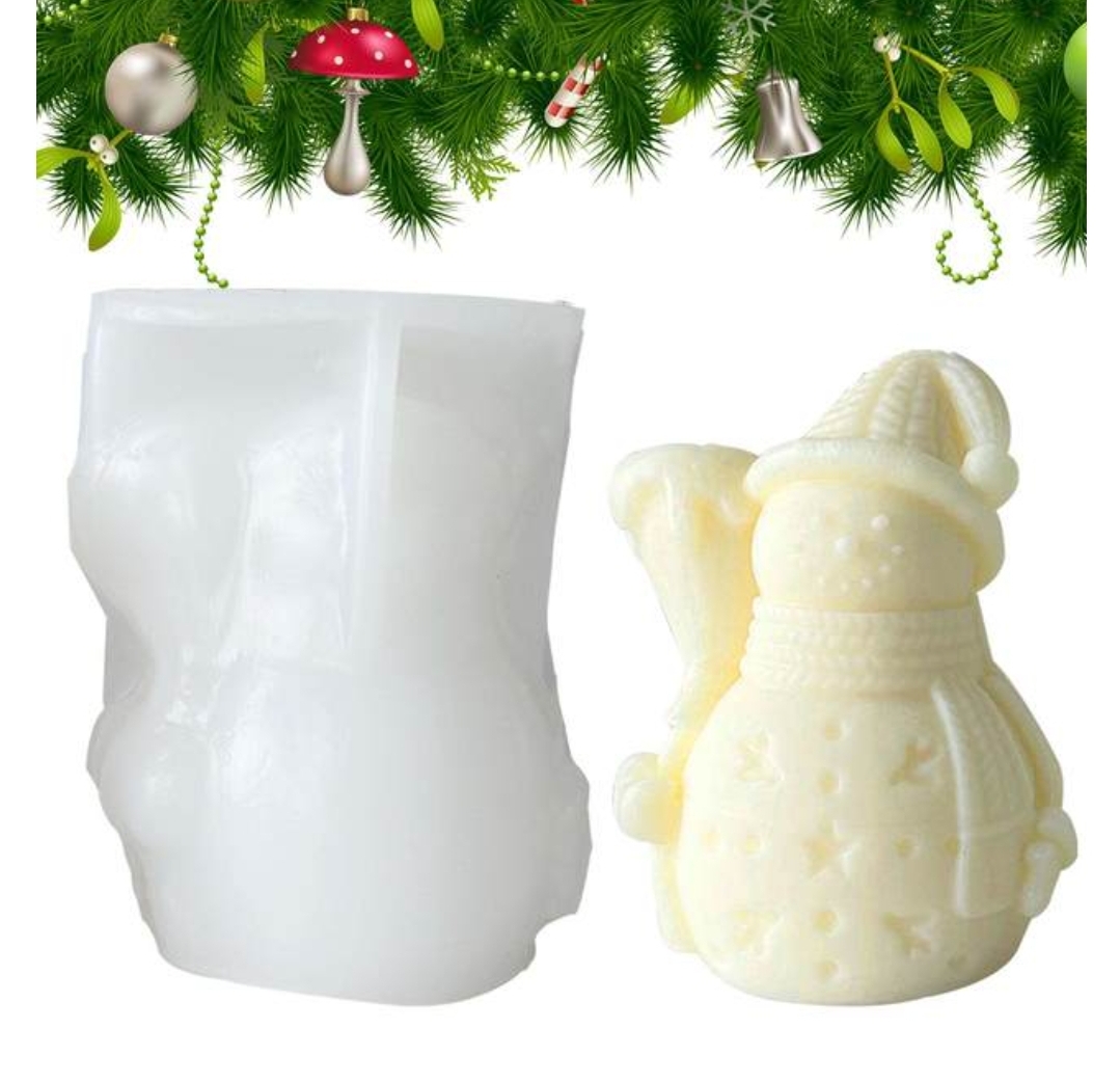 2 x 3D Snowman Silicone Mold; Perfect for Making Approx 10cm Soaps, Aromatherapy Candles, Fondant Cake Decor.