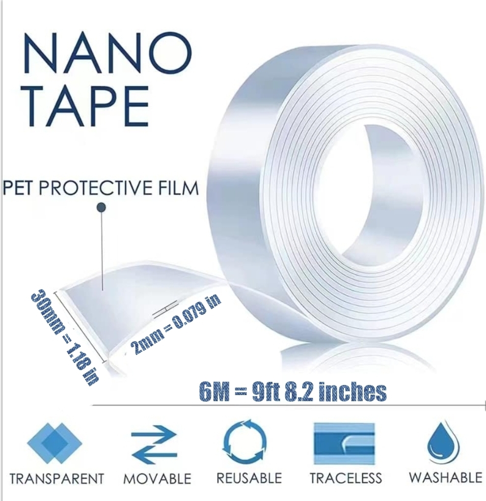 DLOPK NANO TAPE. 3D DOUBLE SIDED HEAVY-DUTY ADHESIVE TAPE (6m x 30mm) (19.69 foot long x 3 centre metres width)