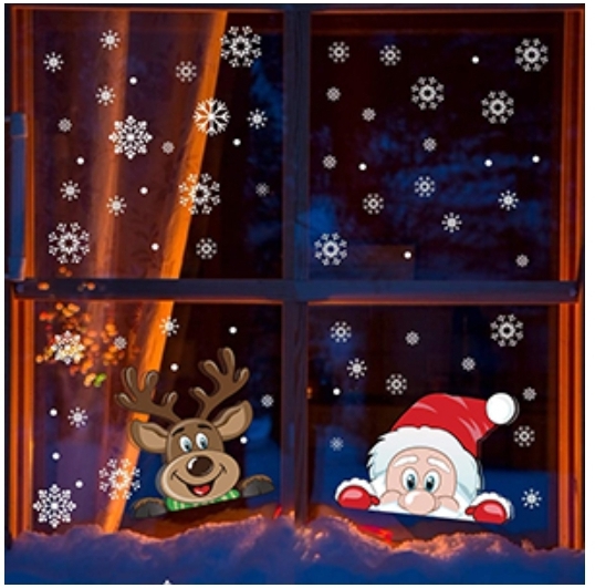 15 Sheets of Quality PVC Christmas Window Reusable Stickers. Approx 300 Adhesive Stickers by Viilich. (P1)