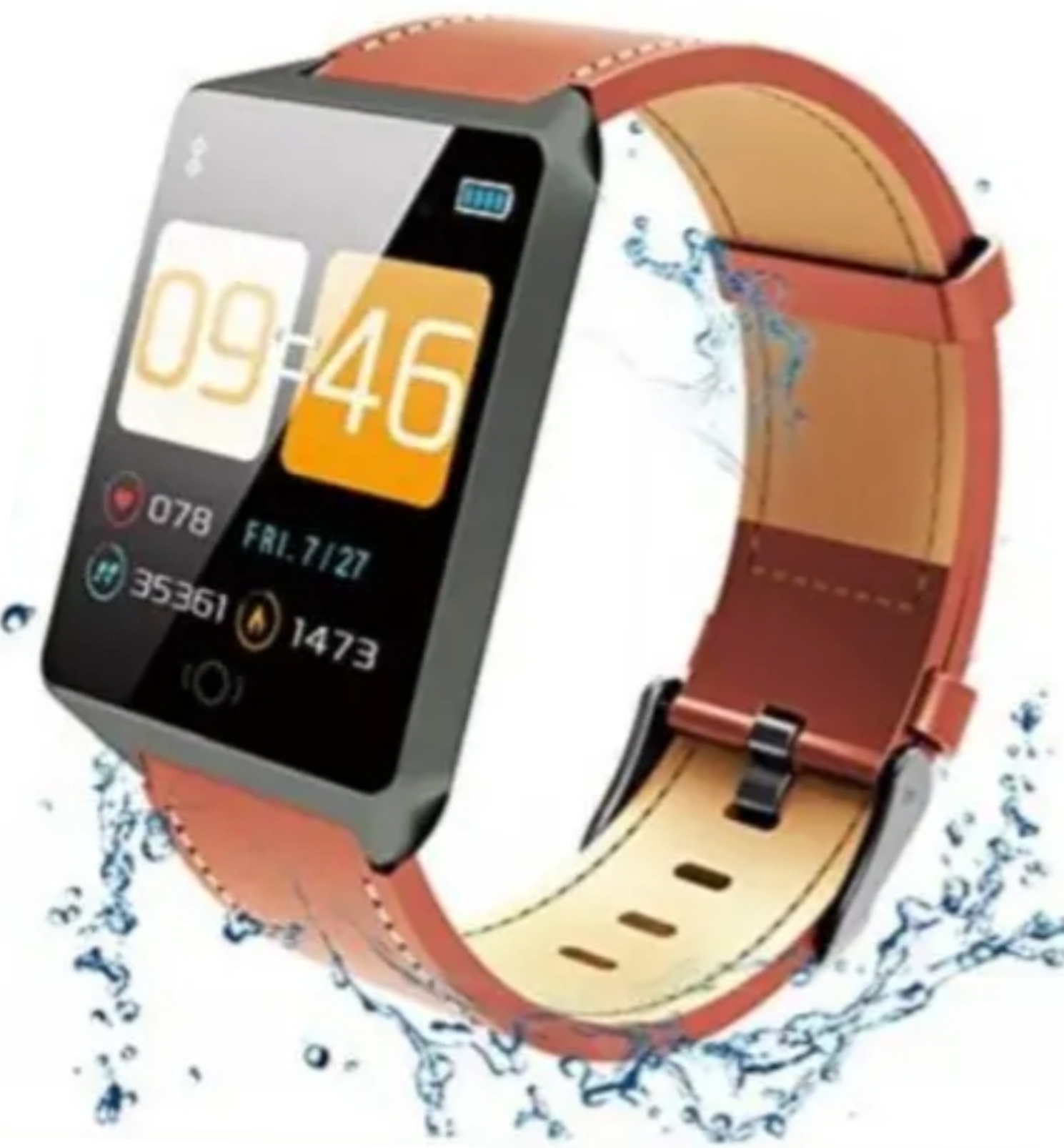 The Gelrova Intelligent CK19 Fitness Tracker, With An IP67 Waterproof & Dustproof 1.3" OLED Full HD Colour Screen. Plus A Maroon/Brown Water Resistant Wrist Strap. RRP£37.99