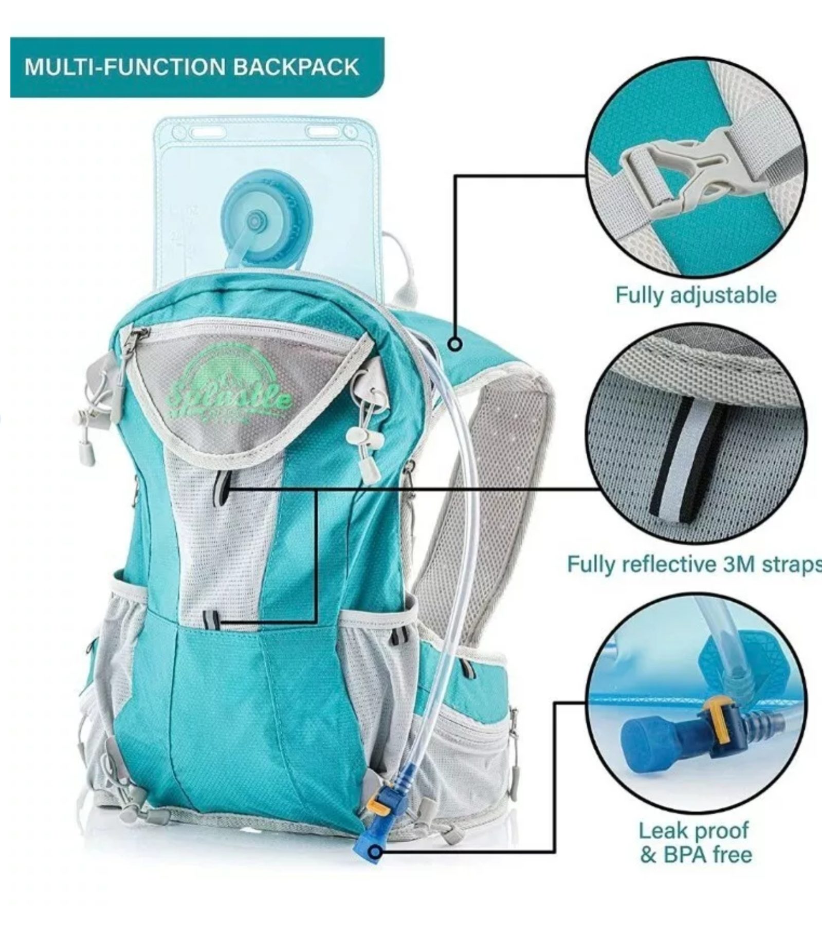2L High-quality, Lightweight, Comfortable, Breathable, and Totally Reliable Hydration Backpack by Splastle.
