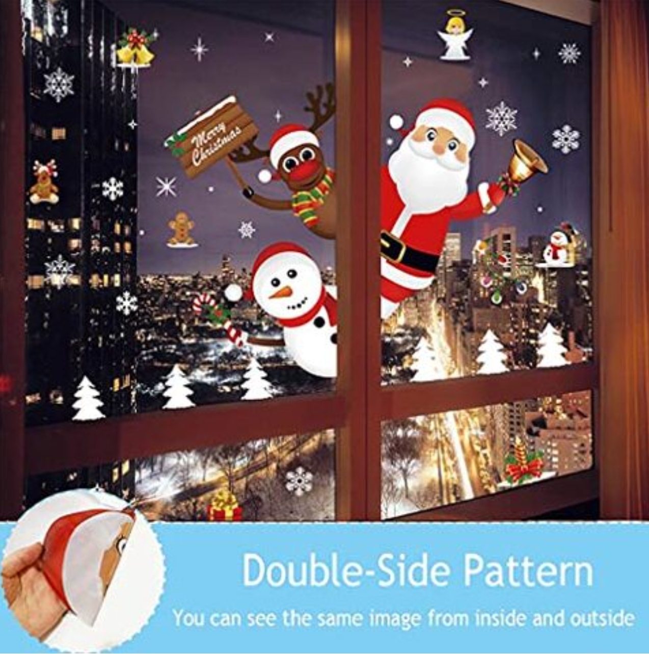 DIY Merry Christmas Window Sticker Decor. 8 Sheets of Xmas Window Static Decals.(P3)