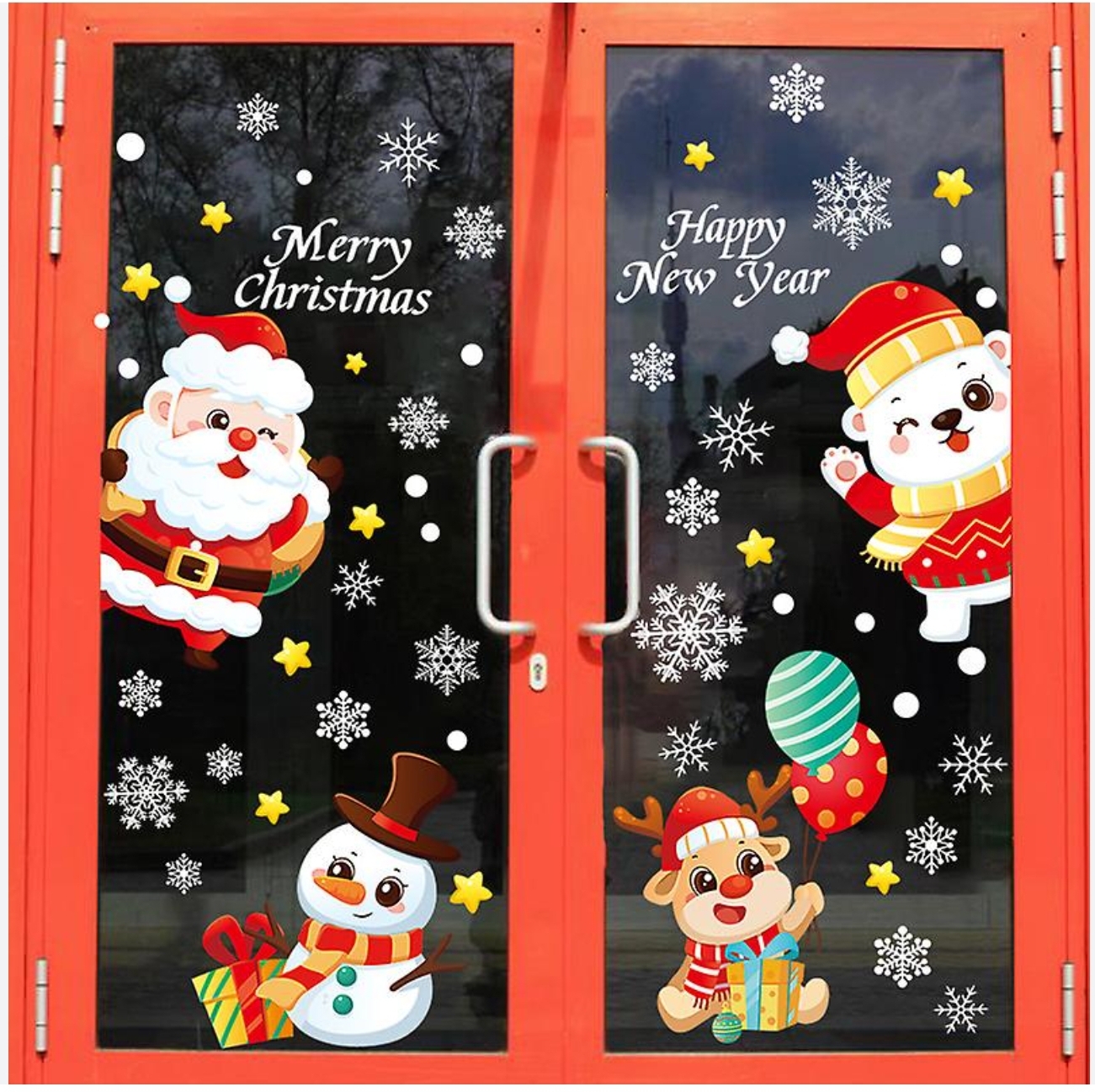 Christmas Holiday Snowflakes, Santa Claus, Reindeer, and more. Decals for Home/Business Decor on Any Smooth Surface. (P4)